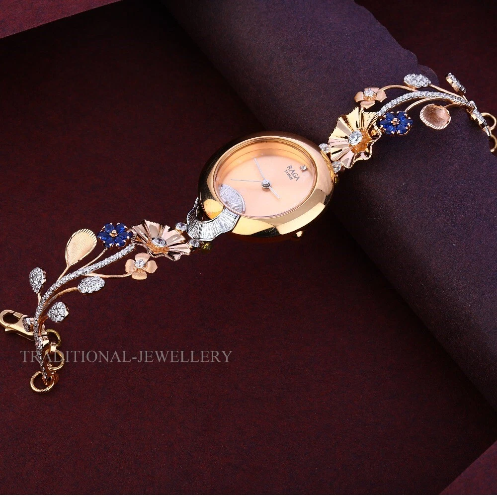 New Designer Exclusive 18K 75 Rose Gold Women Girl Wrist Watch CZ Studded 29