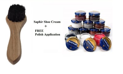 SAPHIR Cream SURFINE PREMIUM SHOE POLISH 1.48 oz + Horsehair Polish Applicator