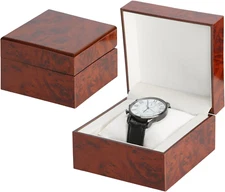 Wooden Single Watch Gift Box with Pillow, Wood Wristwatch Wrist Watch Case Stora