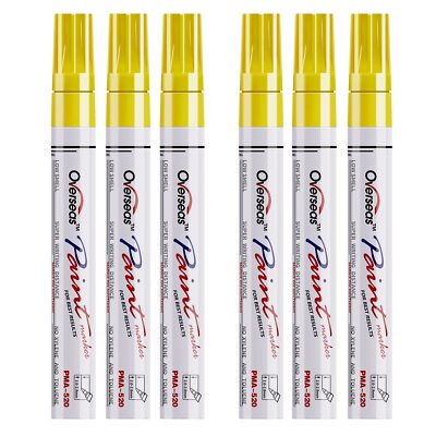 Yellow Paint Markers Pens - Single color 6 Pack Permanent Oil Based Paint Pen...