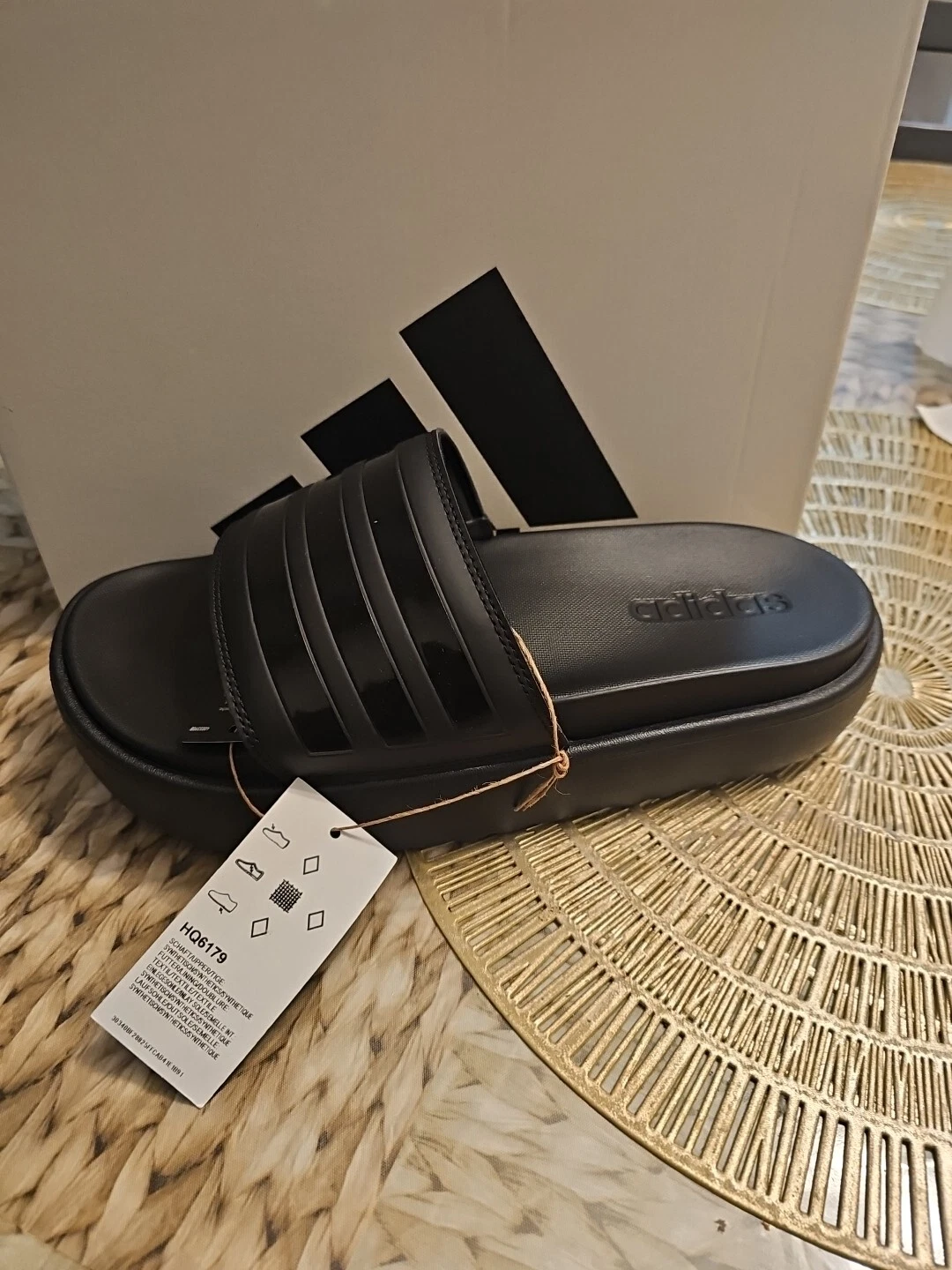Adidas sandalo donna Adilette platform slides nero taglia 8 9 nuovo con scatola HQ6179.