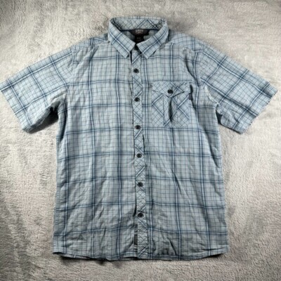 Outdoor Research Shirt Mens Medium Casual Short Sleeve Plaid Hiking Camping Fish