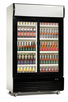 Getränkekühlschrank mit 2 Glastüren und Display, 800 Liter