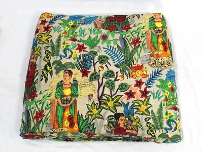 Indian Beige Frida 100%Cotton Fabric Floral Dress Making Dressmaking Fabric 7 YD