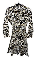 J. Crew Factory Leopard Print Tie-waist Shirtdress Cotton Poplin Womens Size 2