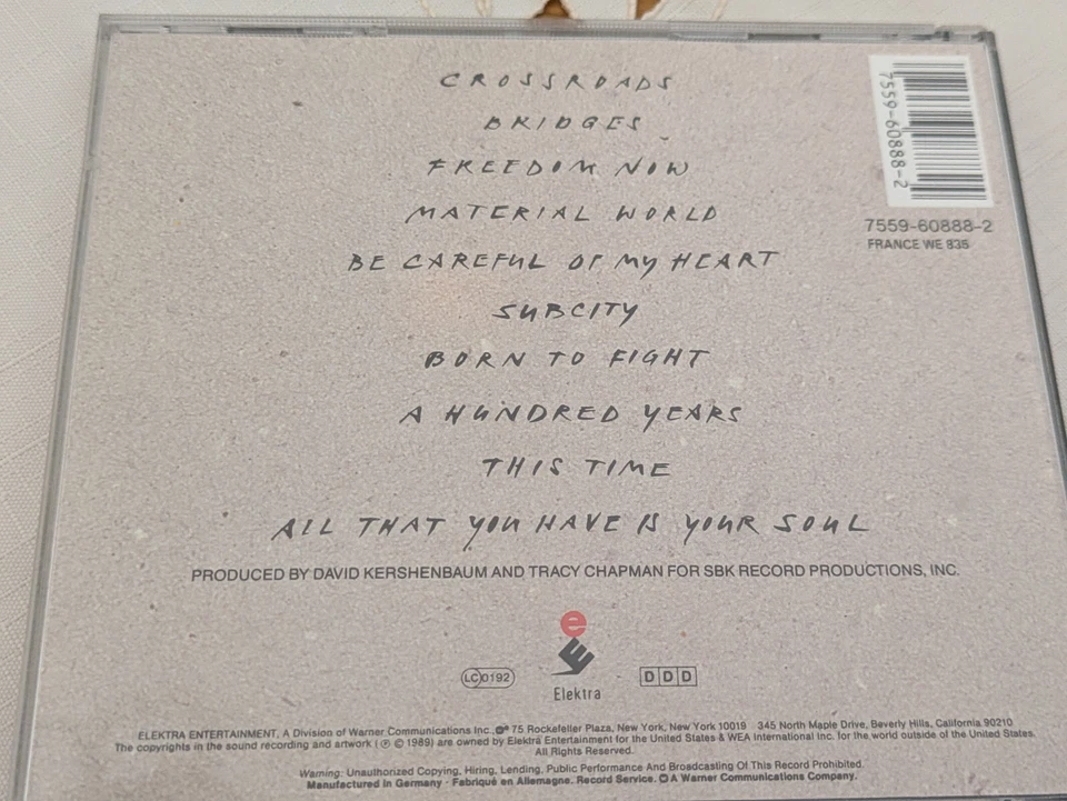 Tracy Chapman - Crossroads - 1989 Folk Rock Elektra Bridges Freedom now Subcity - Bild 4 von 4