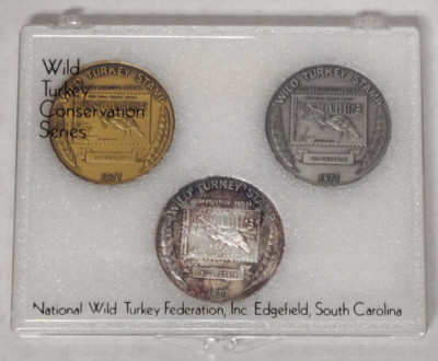 1977 WILD TURKEY STAMP CONSERVATION SERIES MEDALS WITH FINE SILVER