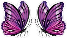 Mirrored Pink and Purple Butterfly Stickers Car Truck Vehicle Bumper Decal