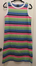 TALBOTS SLEEVELESS TANK DRESS MULTICOLORED STRIPED COLORFUL CASUAL SIZE SMALL