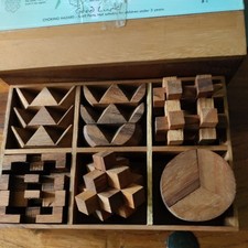 SiamMandalay Set of 6 Puzzles Mini Wooden Brain Teaser Puzzle