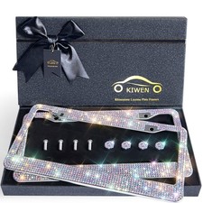 Rhinestone License Plate Frames, 2 Pack, Colorful, Gift Box