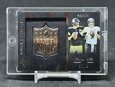2015 Joe Flacco Ben Roethlisberger PANINI BLACK DUAL TEAM SYMBOLS WHITE GOLD/49