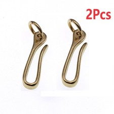 2 S Size Retro Solid Brass KeyChain Key Ring Belt U Hook Wallet Chain Fish Hook