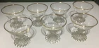 7 Anchor Hocking Boopie Footed Sherbet Clear Glass Gold Rim Dessert Dish Vintage