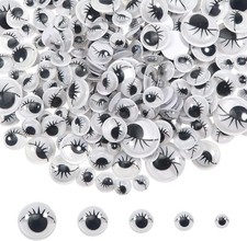 TOAOB 200pcs Black Wiggle Googly Eyes Self Adhesive with Eyelashes Round 8mm...