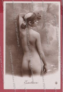 Old Postcard Photo Pc Bare Back Slave Girl Poses Egypt Nude