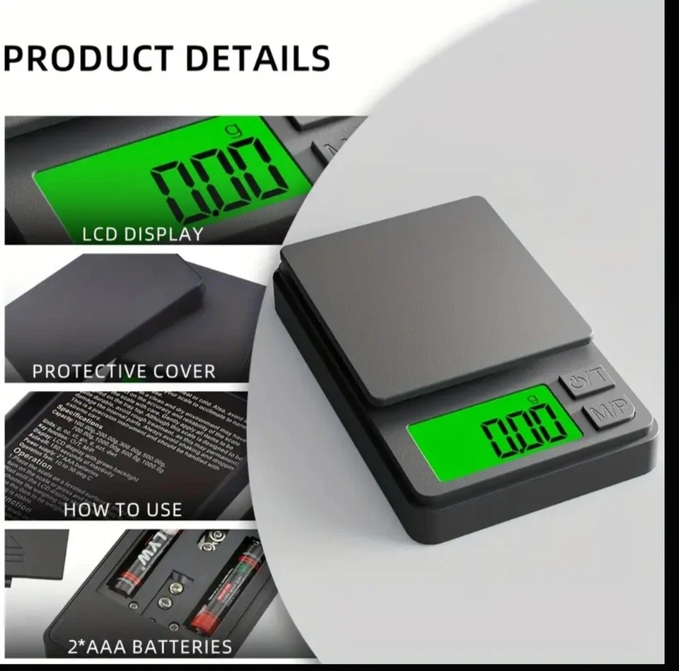 Digitale Feinwaage 0.01 bis 500g Taschenwaage Goldwaage Briefwaage - Bild 2 von 4