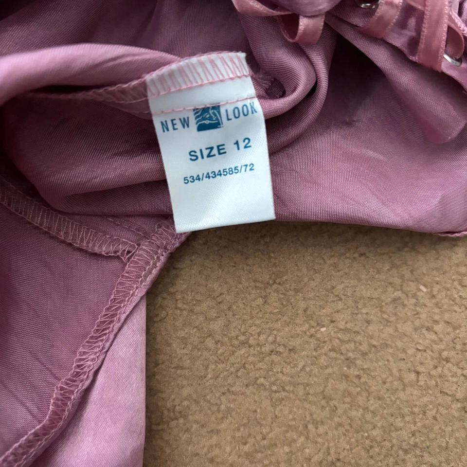 Y2K New Look Size UK 12 Satin Lace-Up Top 2000s Vintage Fairycore Cami Vest - Image 4 of 4
