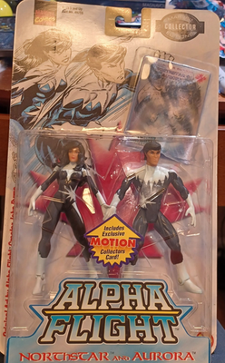 #ad Alpha Flight Northstar and Aurora action figures 1999 Toy Biz Marvel JBOX 12 $11.95