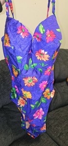 Vintage 90s La Blanca Floral One Piece Swimsuit  High Cut  Retro Structured Bust