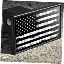 American Flag Aluminum Trailer Hitch Cover for 2 inch black and white