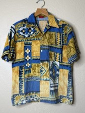 Vintage 70 s Sears Button Up Shirt Mens Size Large Abstract Retro Top