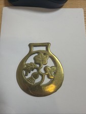 Vintage Antique Shamrock Ireland Irish Horse Brass Medallion Ornament