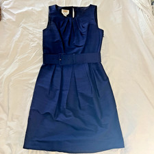 Talbots Navy Blue 100% Silk Dress Sz 6P Shantung Classic Old Money Elegant
