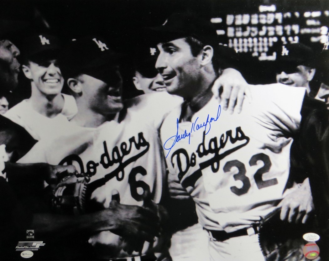 Sandy Koufax Autographed Signed Los Angeles Dodgers 16X20 Photo Dodgers No Hitter Celebration JSA 