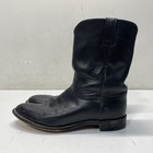 Justin 3133 Black Leather Roper Western Cowboy Boots Men's Size 12 D — photo 1