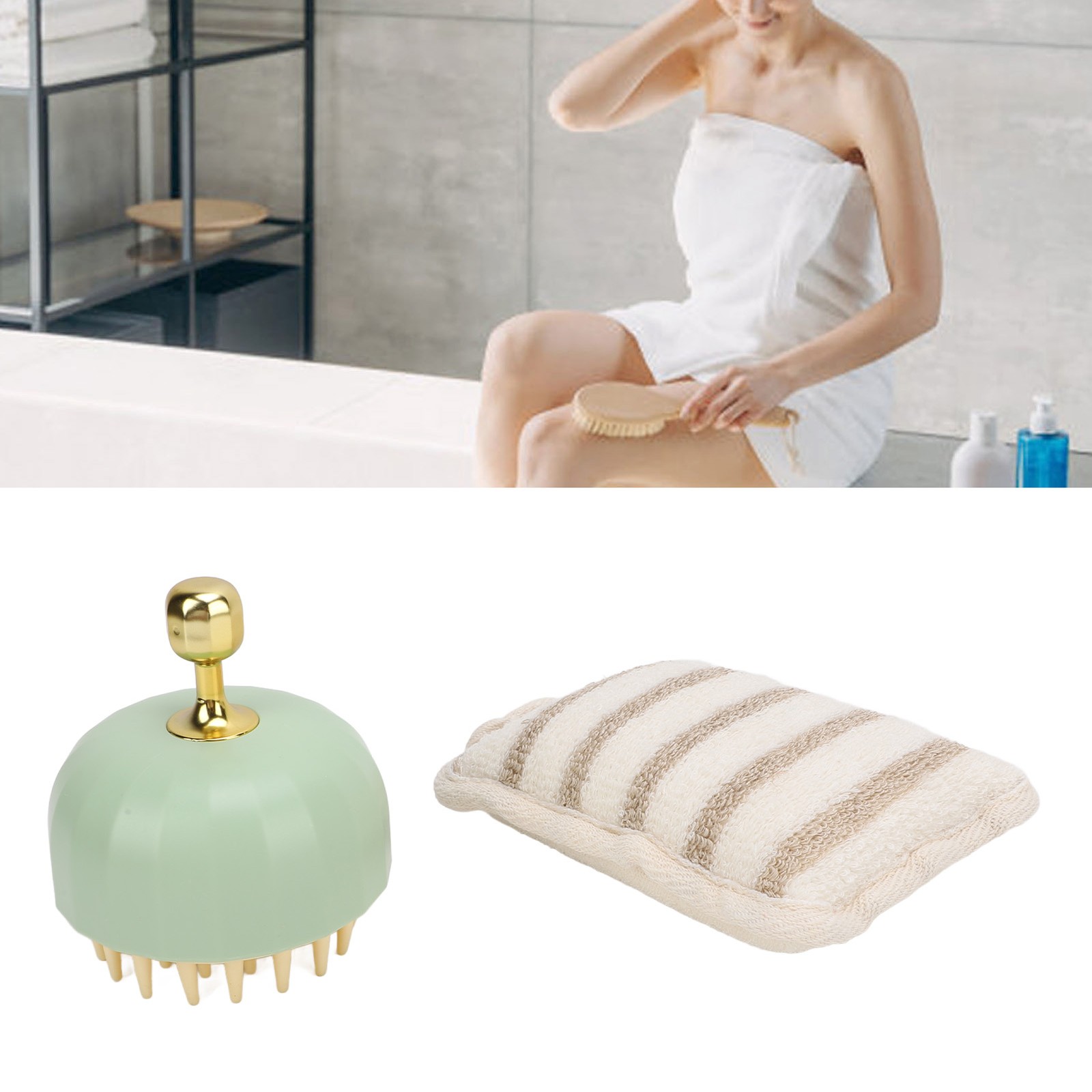 Bath Scrubber BrushBody Gentle Promote Circulation Handheld Lathering Brush