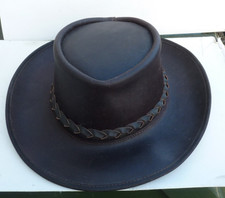 The Swagman Genuine Cowhide Men’s L Australian Cowboy Rancher Brown Leather Hat