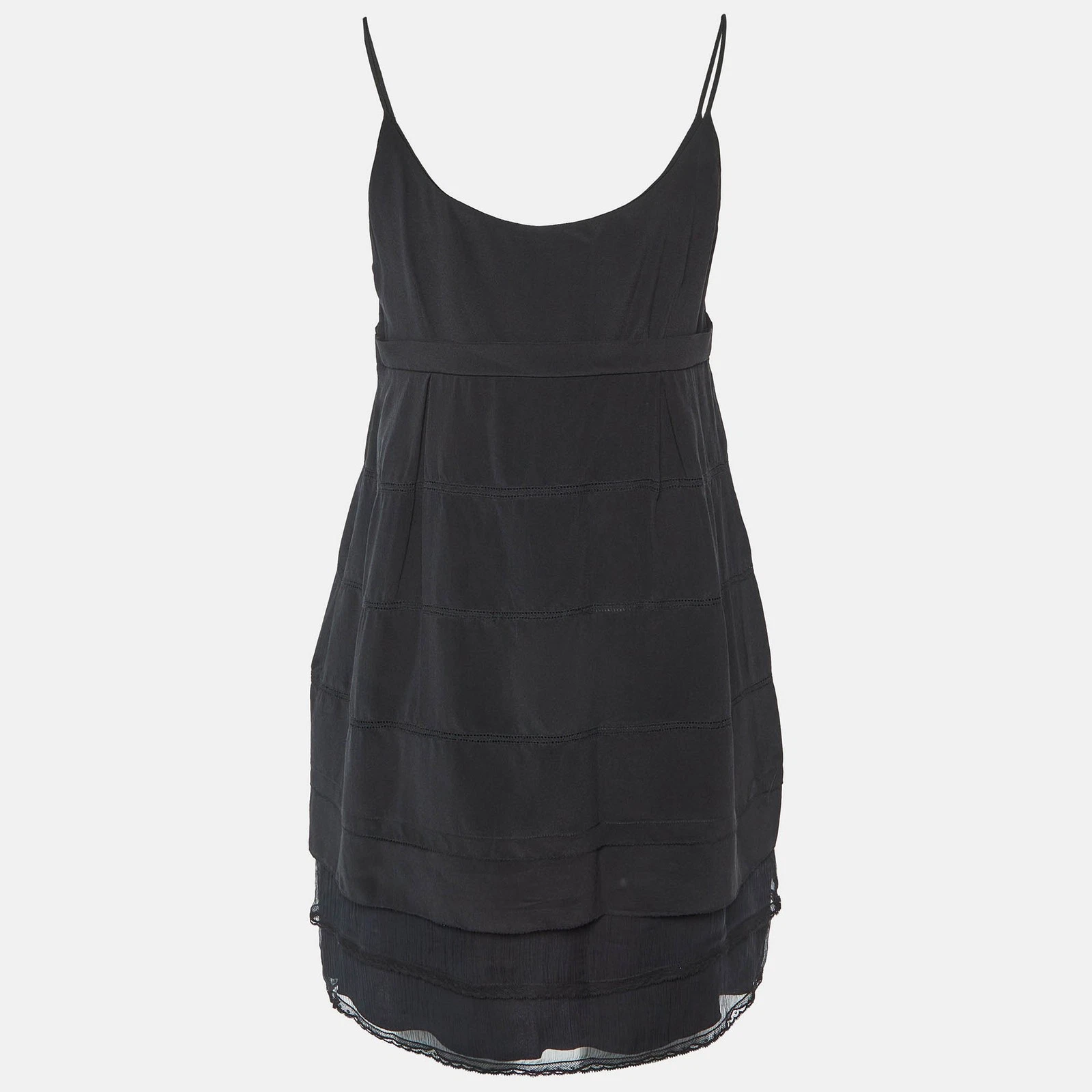 Mini abito senza maniche in seta nero Miu Miu M