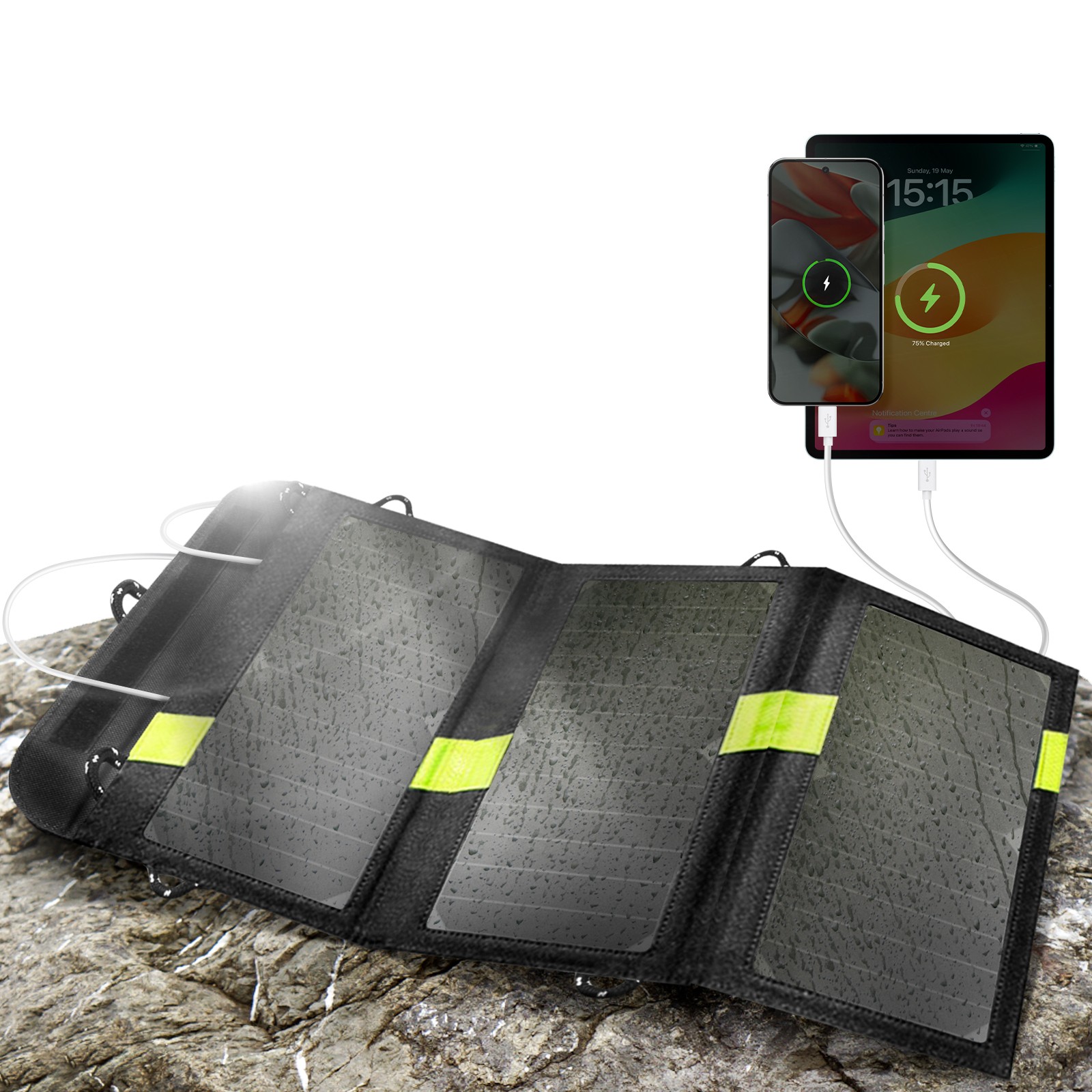 Alimentation Solaire 20W Avizar Anti Panne de Batterie Randonnée avec Double USB