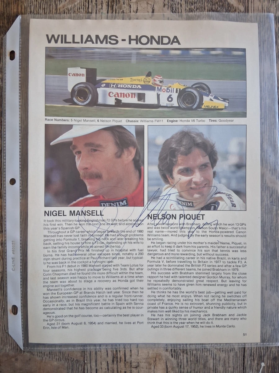 Nigel Mansell Formula 1 Original Autographed Items for sale | eBay