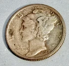 1918 P Mercury Silver Dime XF