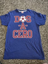 HOMAGE USMNT Soccer T Shirt Mens Dos A Cero USA vs Mexico Blue Tri Blend
