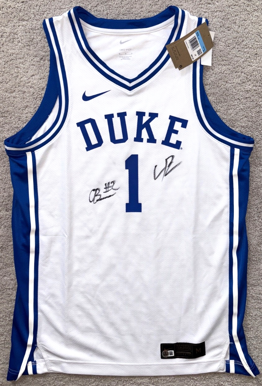 CAMERON CAM & CAYDEN BOOZER DUAL SIGNED DUKE BLUE DEVILS JERSEY TWINS 2026 BAS 