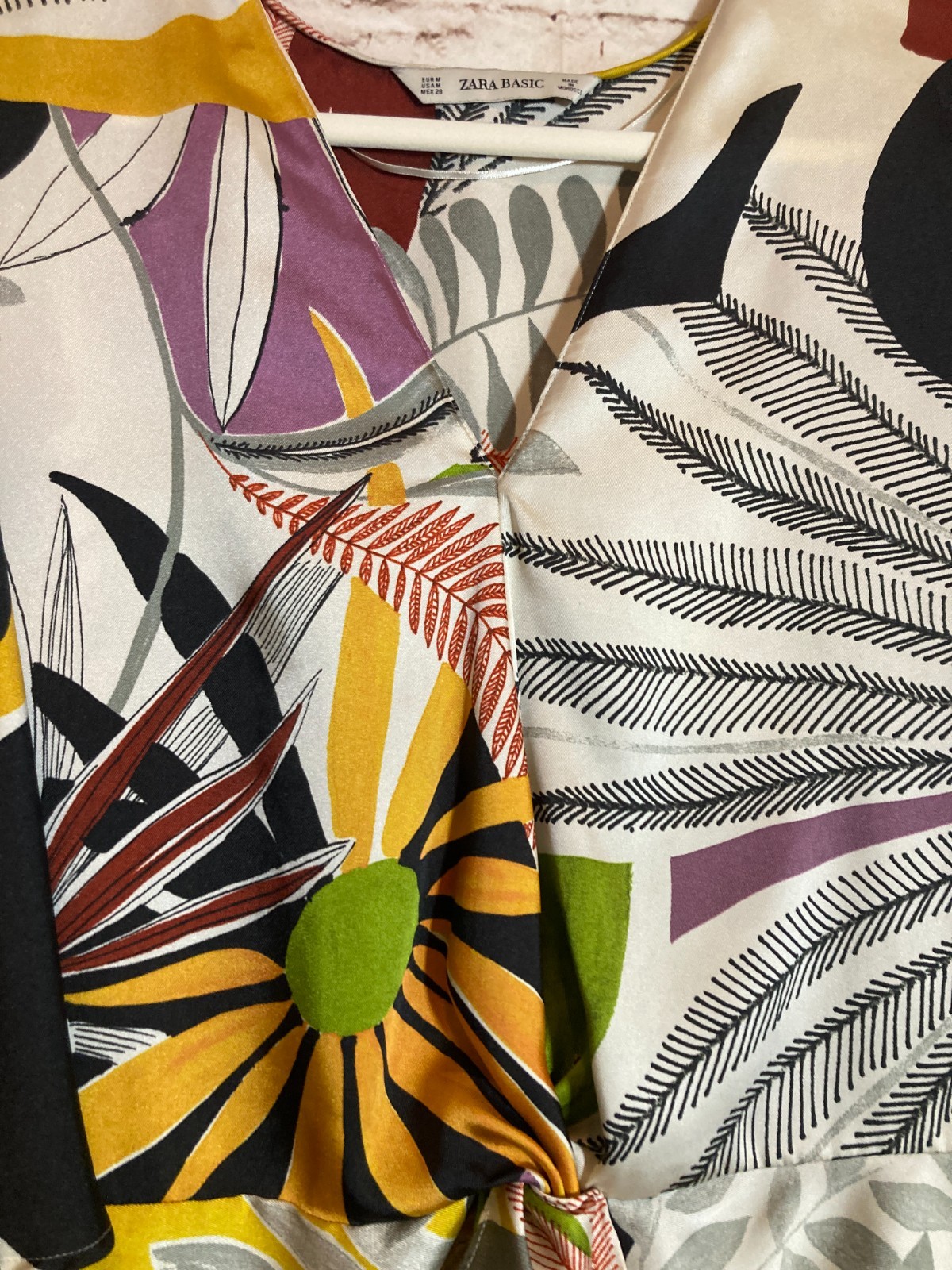 ZARA Basic Top Womens Medium Rust & Mustard Tropi… - image 10