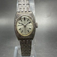 Seiko Watch Women 15mm Silver Dial Silver Tone Rectangle Manual 10-8360 Runs VTG