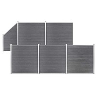 WPC Zaun-Set 5 Quadrate + 1 SchräGe 965X186 Cm Grau