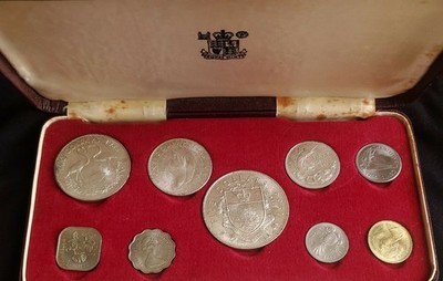 1966 BAHAMAS - OFFICIAL MINT SET (9) w/ 4 SILVER - ROYAL MINT w/ COA - 3 Oz ASW