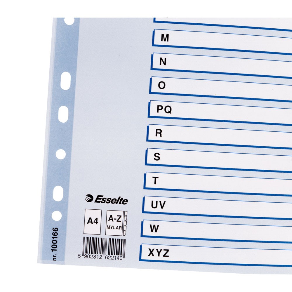 Esselte Multicoloured Mylar Tabbed A4 Index A - Z 160gsm Board - Image 2