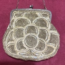 Antique French Cut Steel Micro Bead Sequin Purse Abstract Art Deco Early 1900s