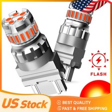 2x AUXITO 3157 3156 Red Strobe Signal Blinking LED Brake Safety Warning Lights