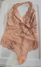 NWOT Free People HAH Hot As Hell XS Bridal lace Thong Bodysuit Rose 119132