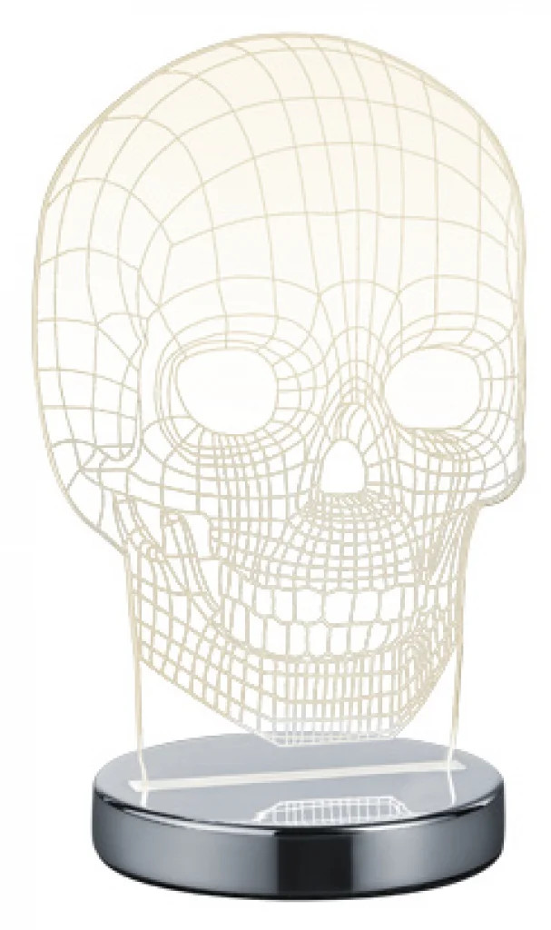 Table Light Silver Skull LED Chrome Clear 3000K 4000K 6500K Trio R52461106