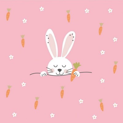 20 Servietten Easter Carrots Hase Tiere Ostern Karotten Gemüse Deko rosa 33x33cm