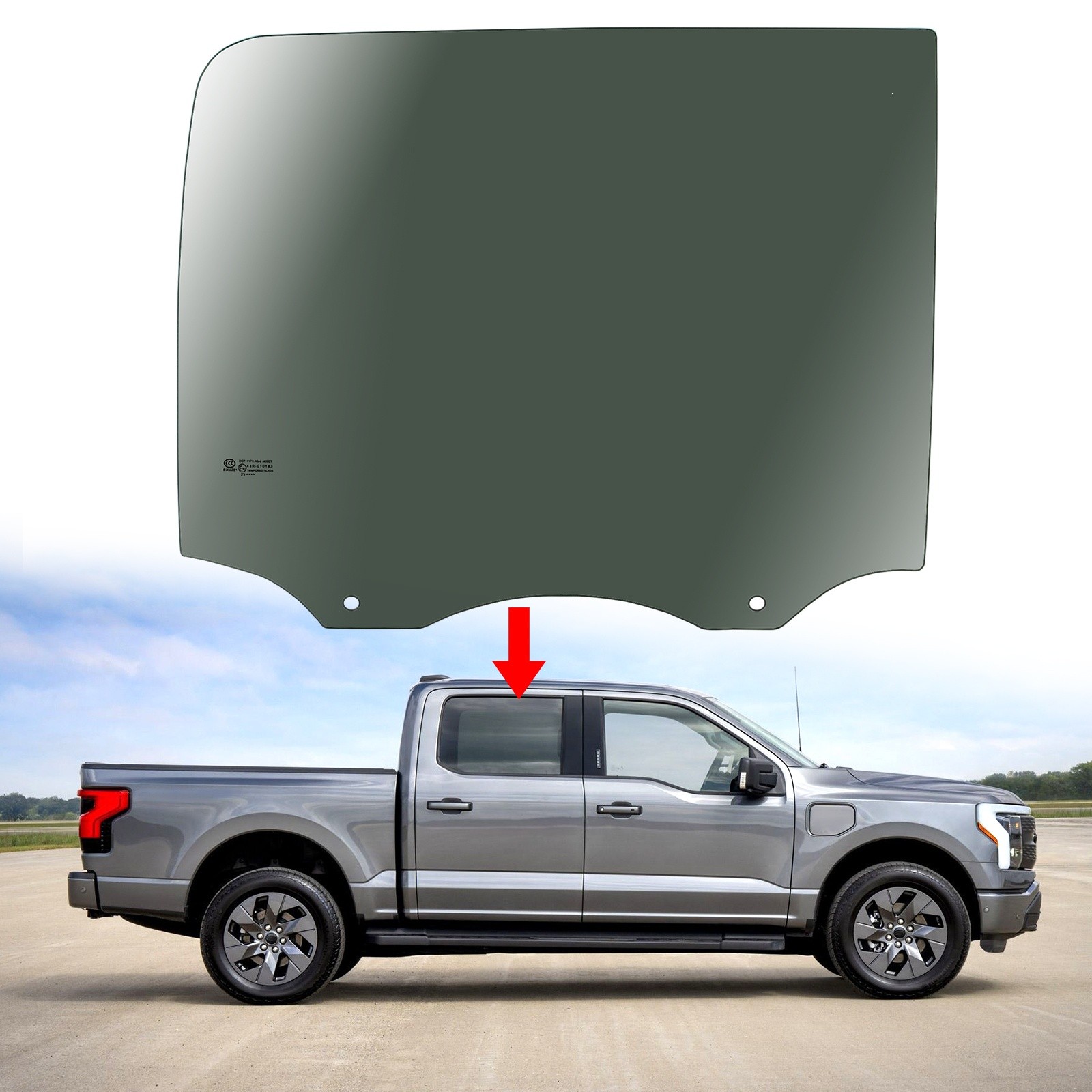 Passenger Right Rear Door Window Glass For 2015-2022 Ford F-150 Crew Cab
