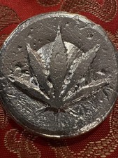 Hand Poured 2.78 Ozt Fine 0.999 Silver Cannabis Leaf By Phrygian Made In USA. 86.33 per troy oz